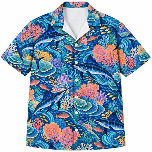 Coral Sea Marlin Garden Hawaiian Shirt