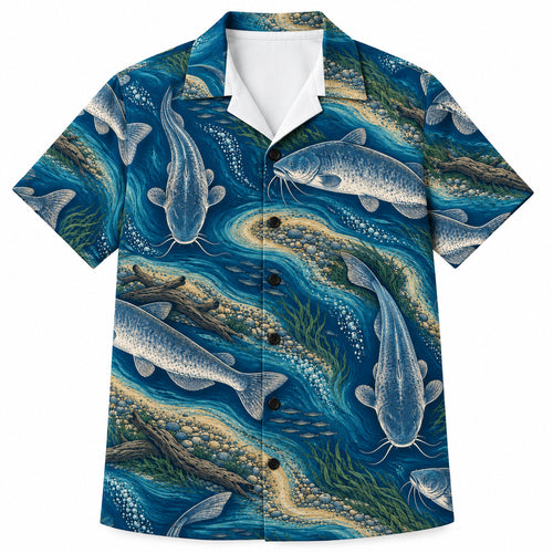 Blue Catfish River Giants Hawaiian Shirt