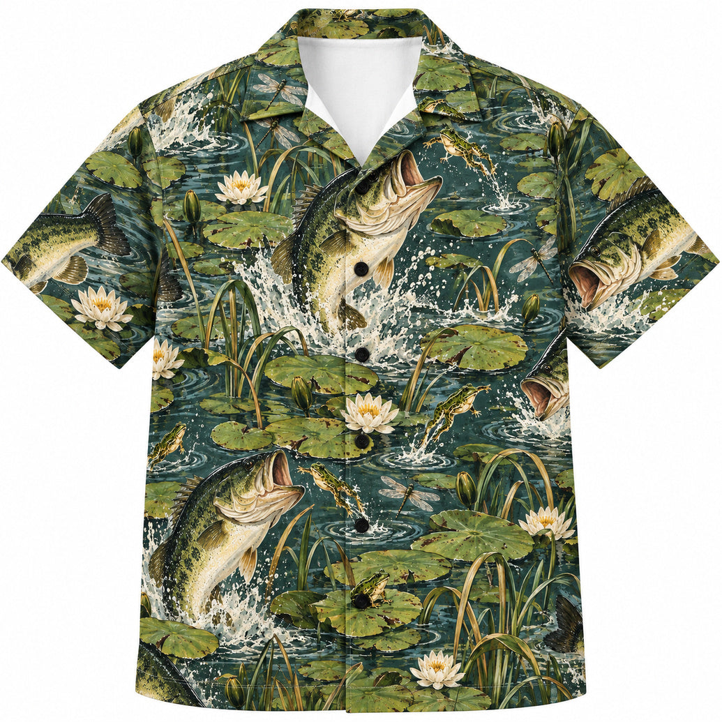 Lily Pad Ambush Bass Hawaiian Shirt
