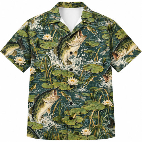 Lily Pad Ambush Bass Hawaiian Shirt