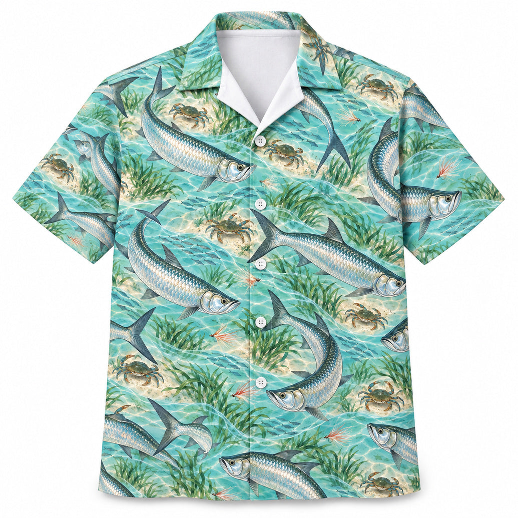 Silver King Crab-Fly Flats Hawaiian Shirt