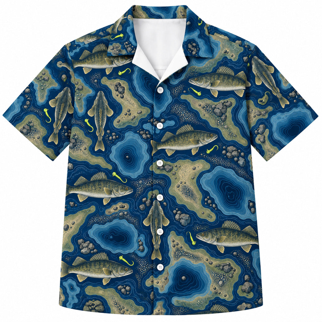 Sounding Lines Walleye Atlas Hawaiian Shirt