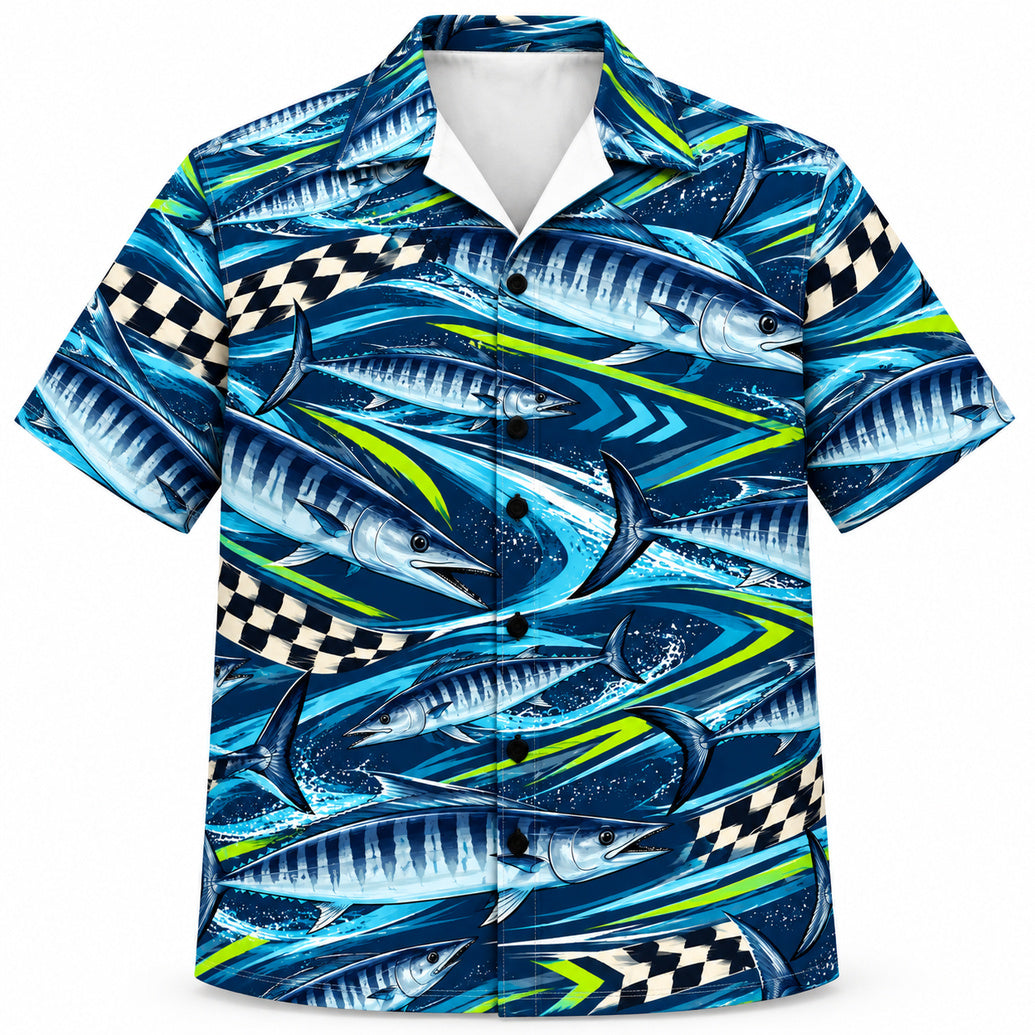 Wahoo Velocity Grid Hawaiian Shirt