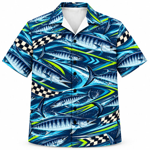 Wahoo Velocity Grid Hawaiian Shirt