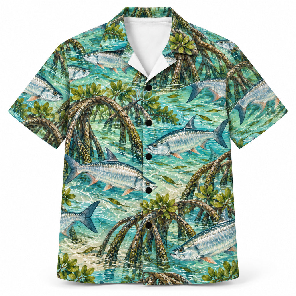Silver King Mangrove Mosaic Hawaiian Shirt