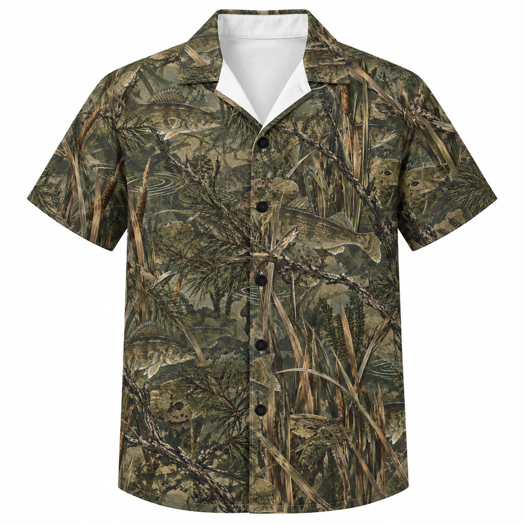 Pine Shadow Walleye Camo Hawaiian Shirt