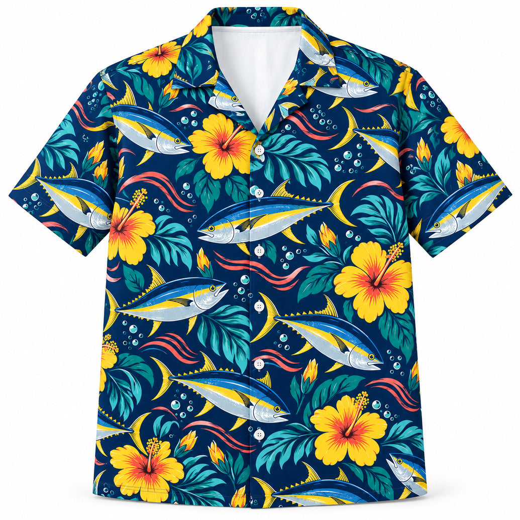 Yellowfin Hibiscus Current Hawaiian Shirt