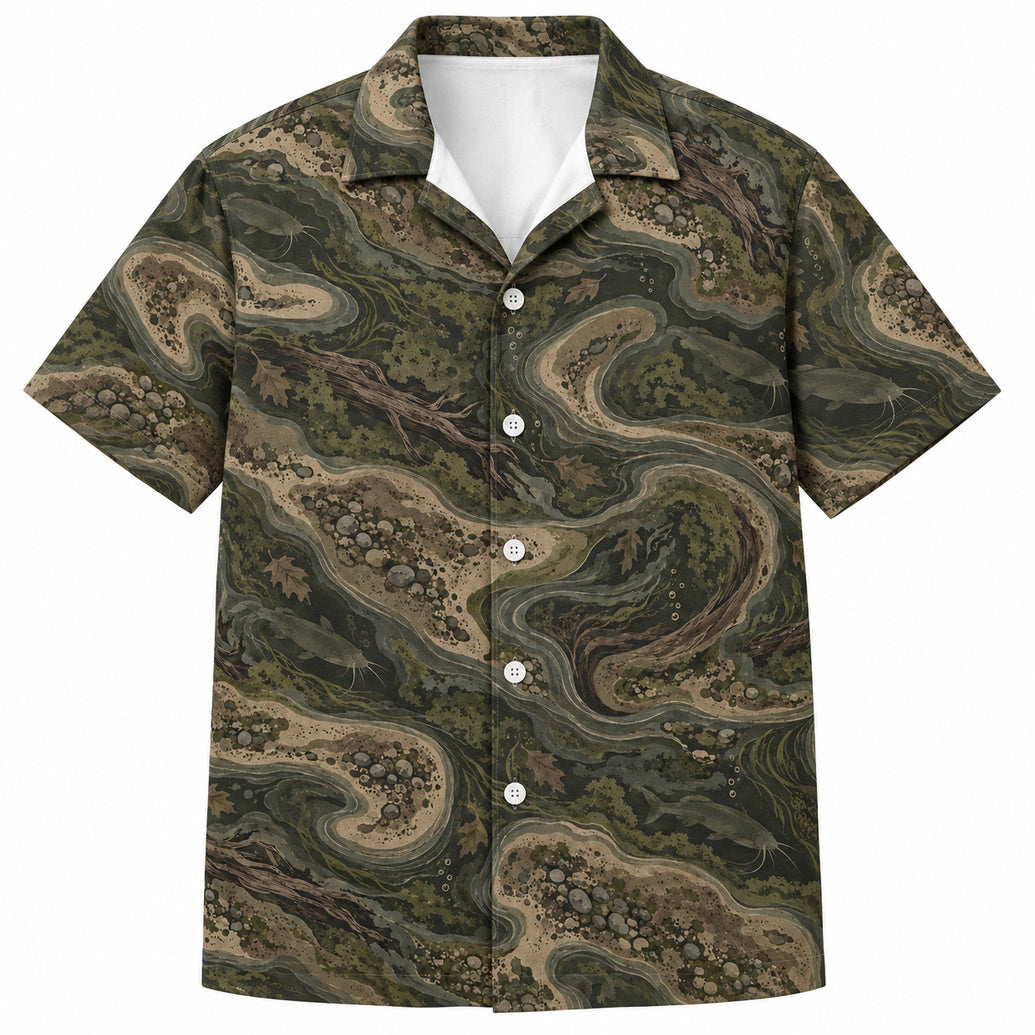 River Silt Channel Camo Hawaiian Shirt