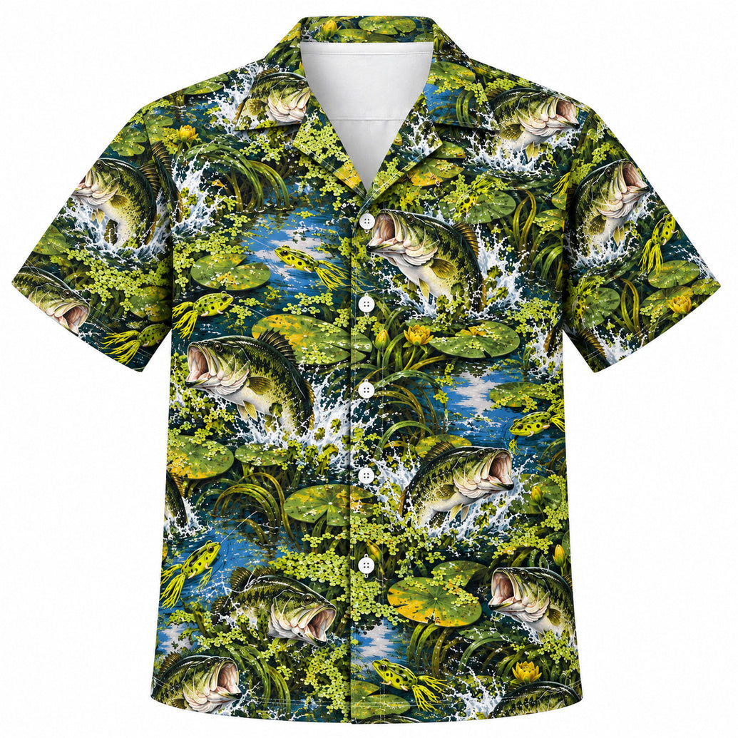 Frog Lure Grass-Mat Breaker Hawaiian Shirt