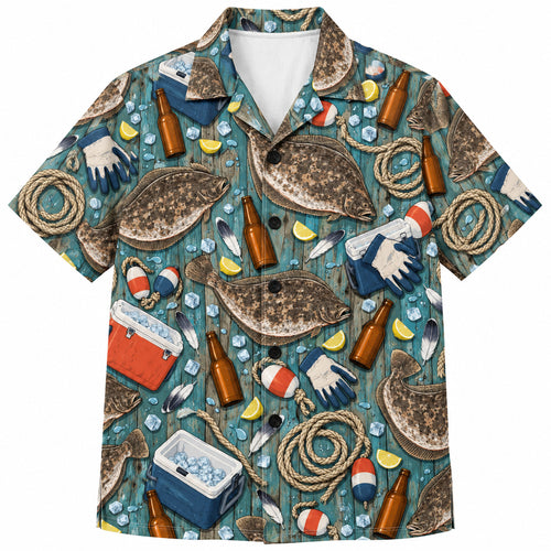 Dock Cooler Halibut Social Hawaiian Shirt