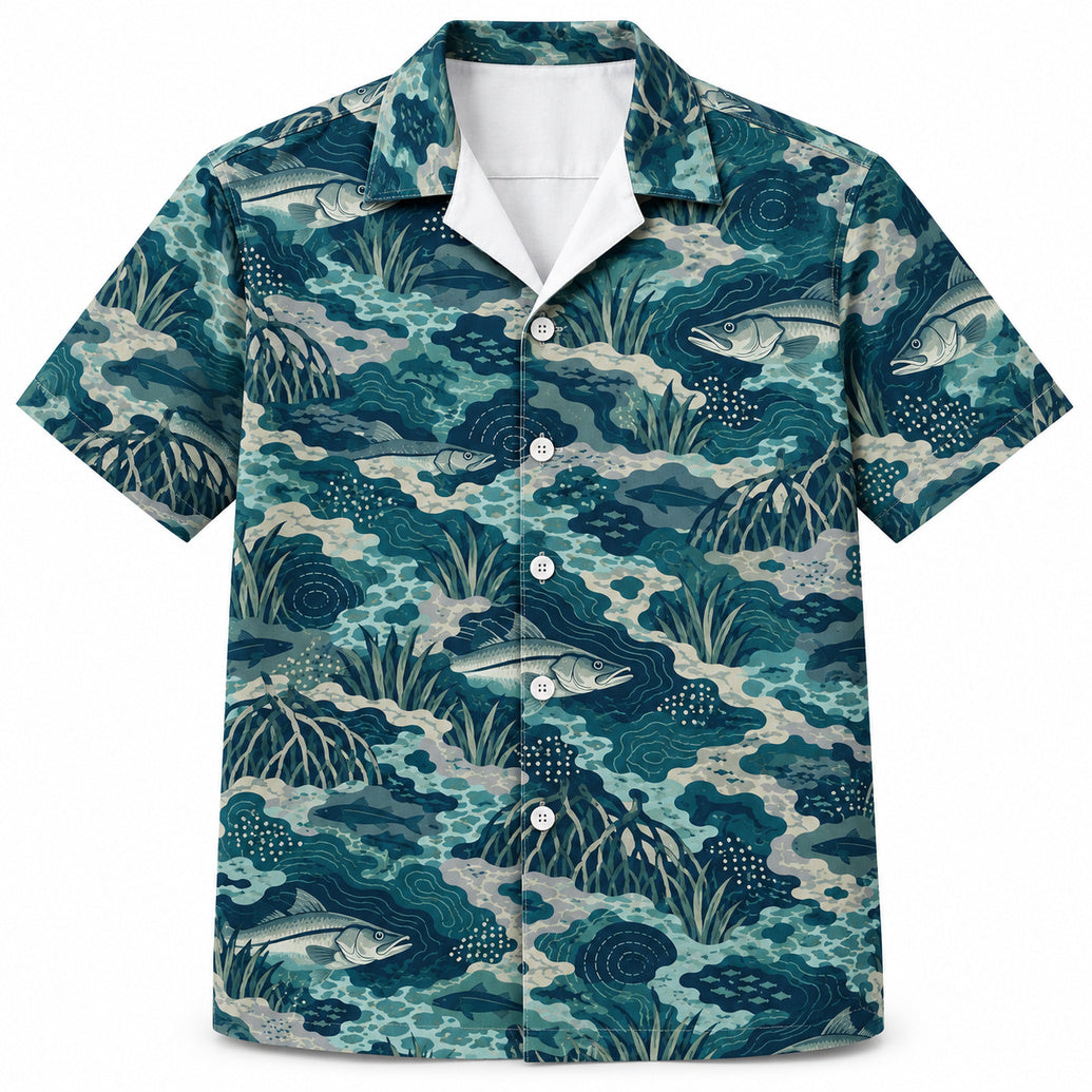 Seafoam Snook Recon Hawaiian Shirt