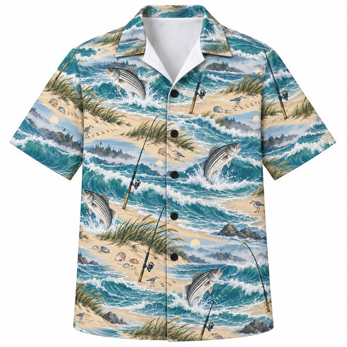 Sandbar Surfcast Stripers Hawaiian Shirt