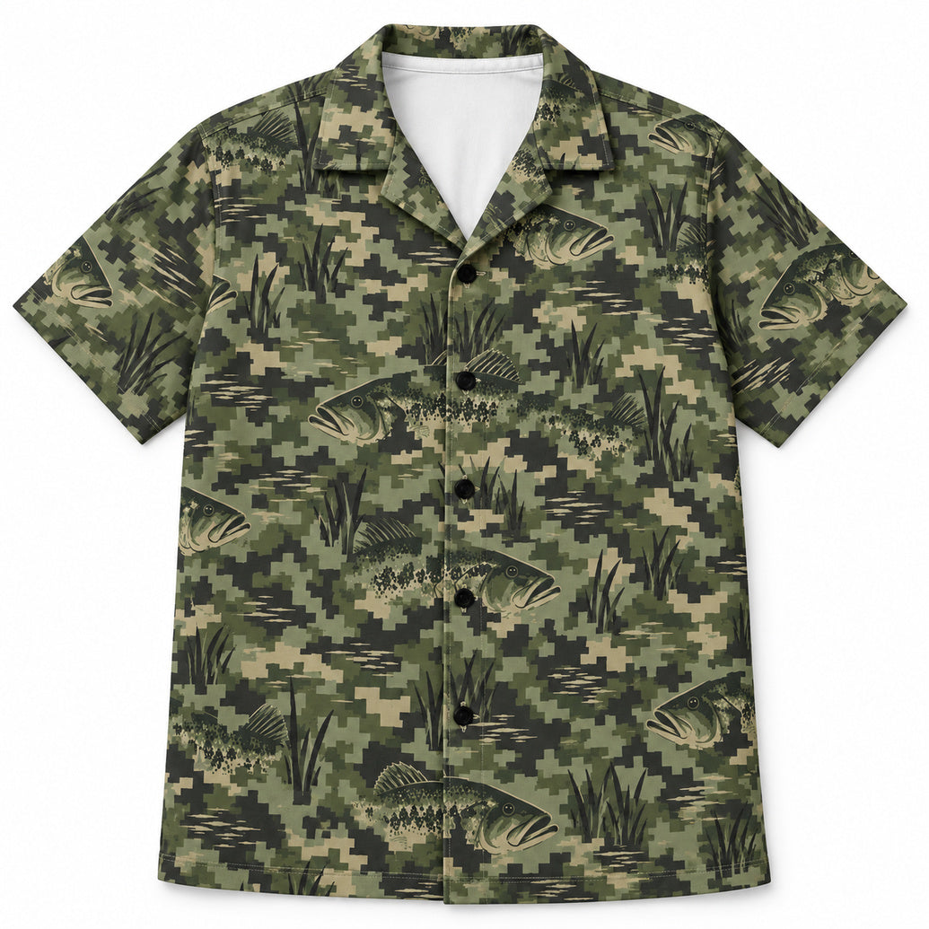 Phantom Bass Grid Hawaiian Shirt