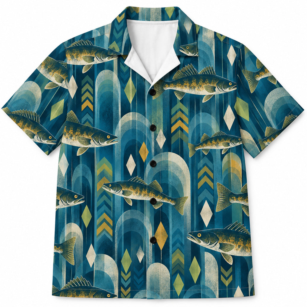 Pelagic Geometry Walleye Hawaiian Shirt