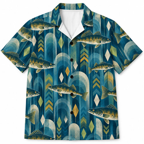 Pelagic Geometry Walleye Hawaiian Shirt