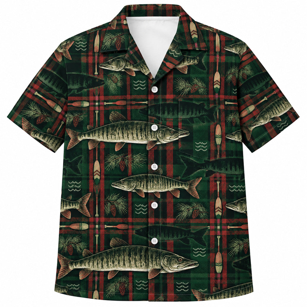 Northwoods Musky Tartan Hawaiian Shirt