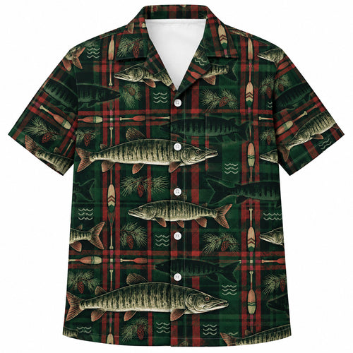 Northwoods Musky Tartan Hawaiian Shirt