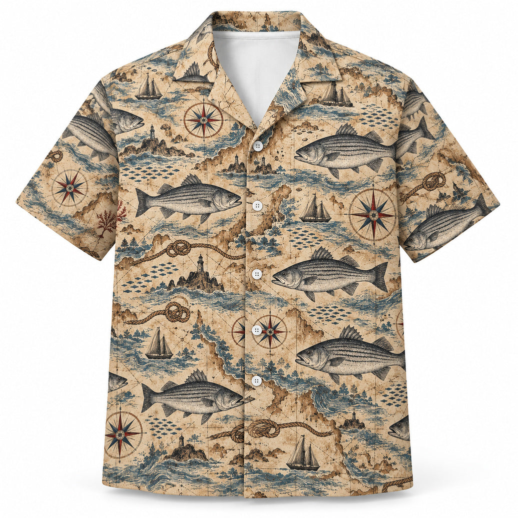 Striper Chartmaker's Wake Hawaiian Shirt