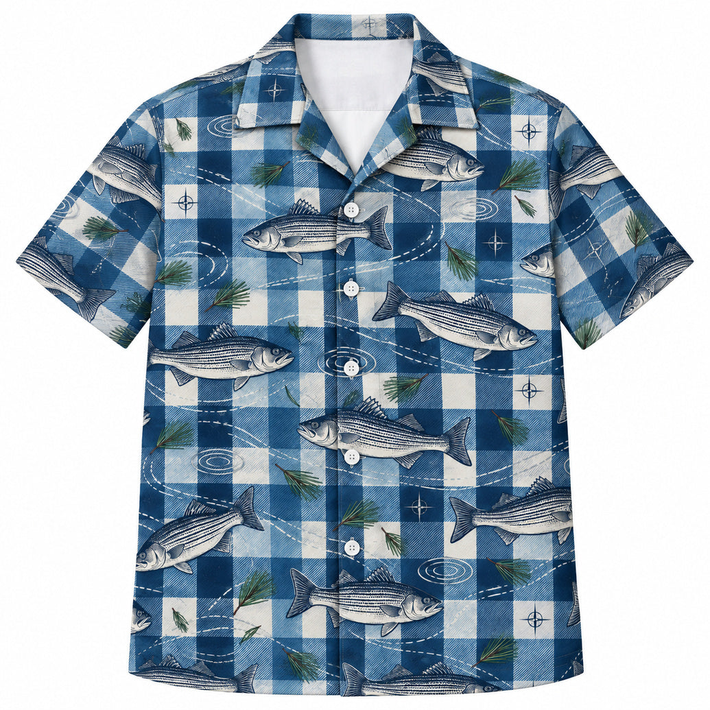 Plaid Tide Striper Trails Hawaiian Shirt