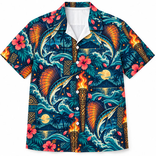 Tiki Sailfire Splash Hawaiian Shirt