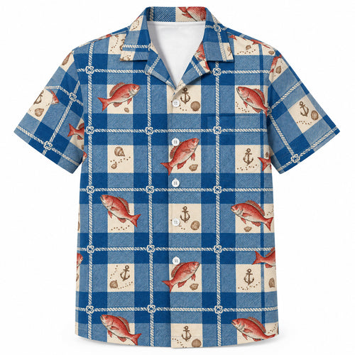 Harbor Check Snapper Hawaiian Shirt