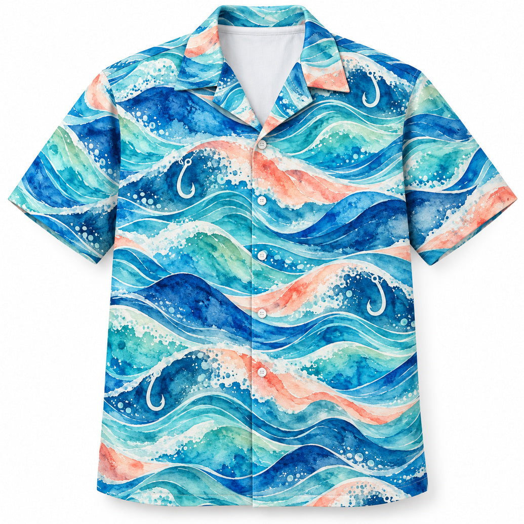 Hooked Watercolor Tides Hawaiian Shirt