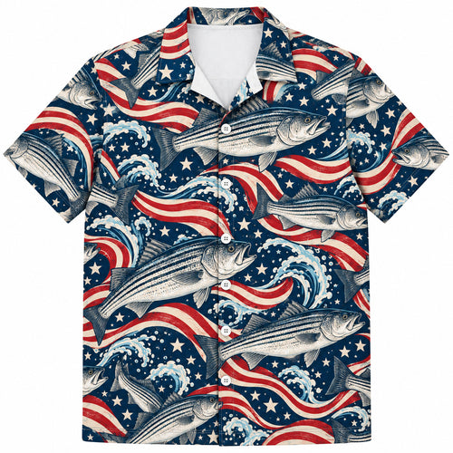 Old Glory Striper Wake Hawaiian Shirt