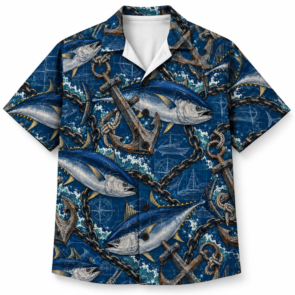 Ironwake Bluefin Anchors Hawaiian Shirt