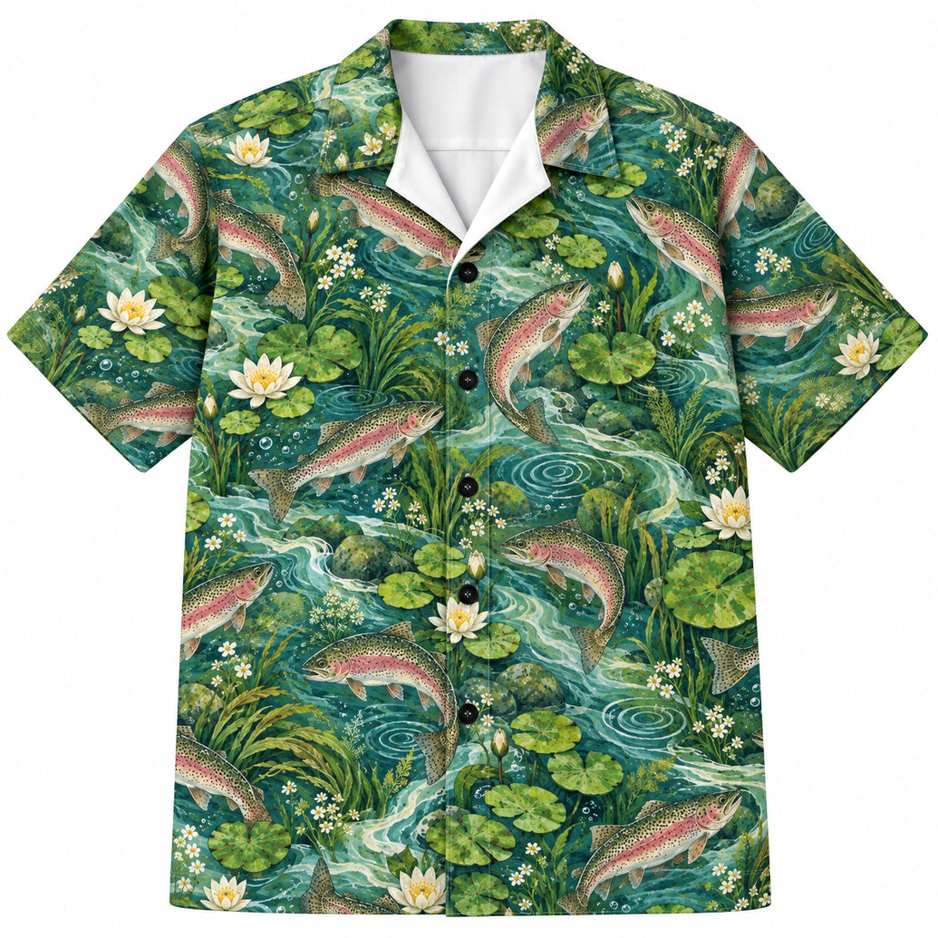 Lily Current Rainbow Trout Hawaiian Shirt