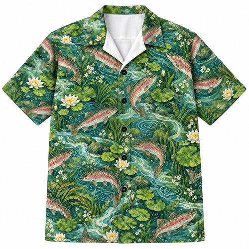 Lily Current Rainbow Trout Hawaiian Shirt