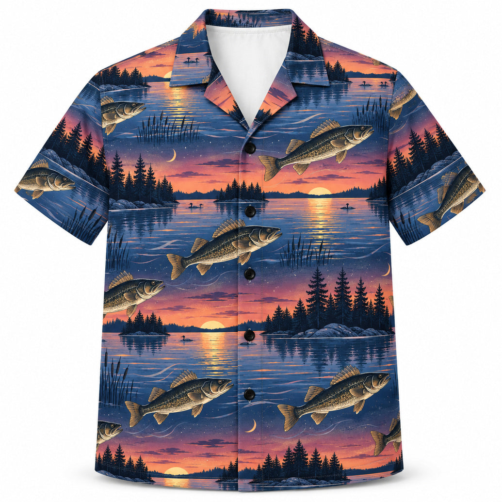Walleye Pinefire Twilight Hawaiian Shirt