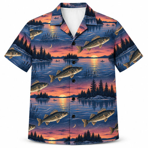 Walleye Pinefire Twilight Hawaiian Shirt