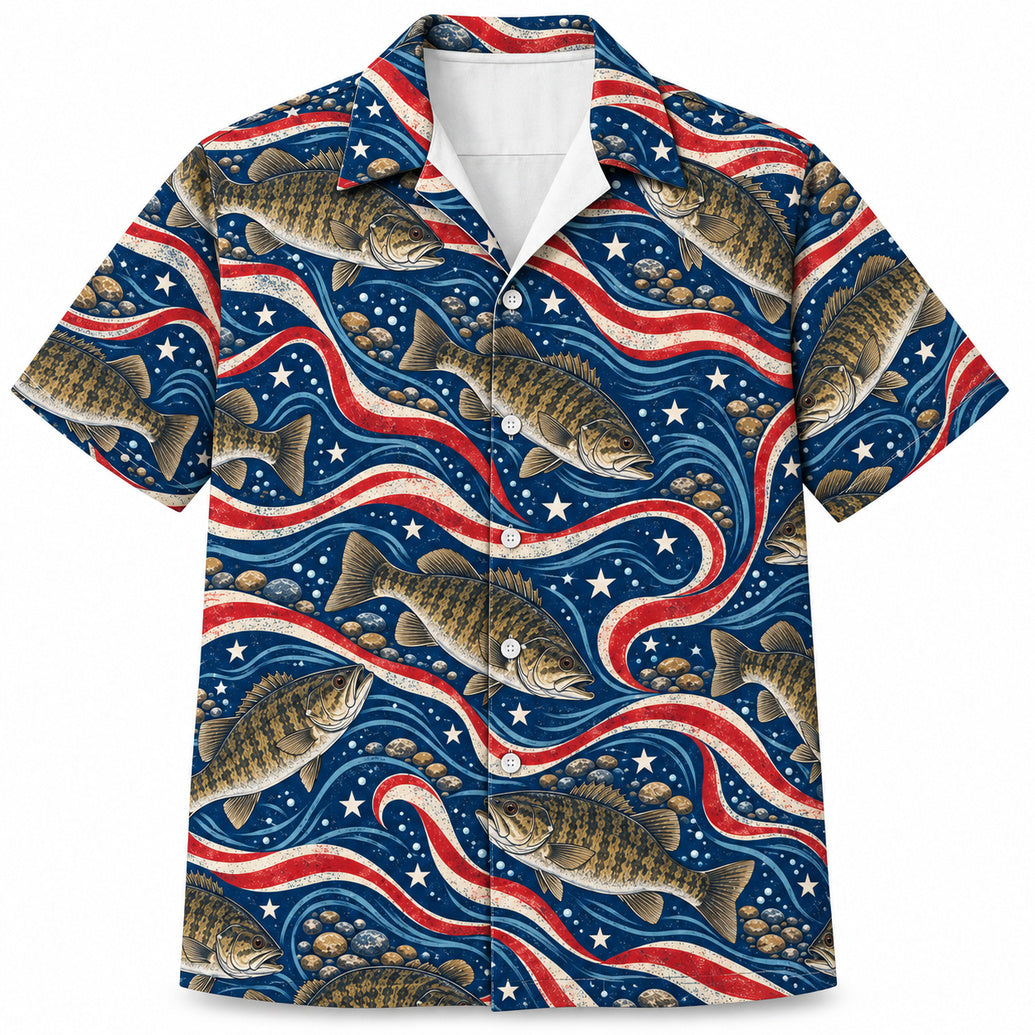 Smallmouth Star-Spangled Current Hawaiian Shirt