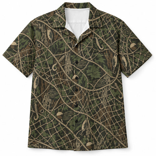 Hidden Mesh Woodland Tackle Hawaiian Shirt