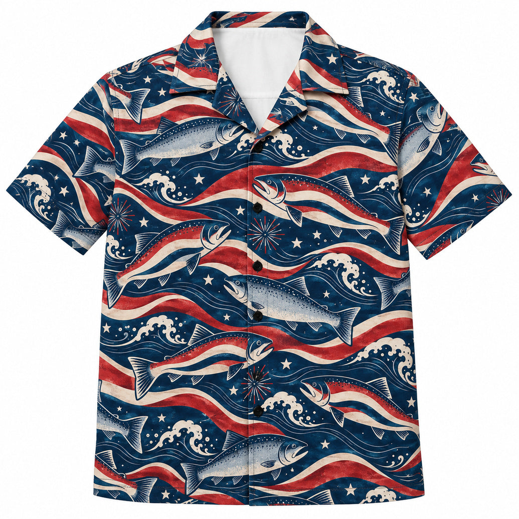 Coho Stars and Stripes Tide Hawaiian Shirt