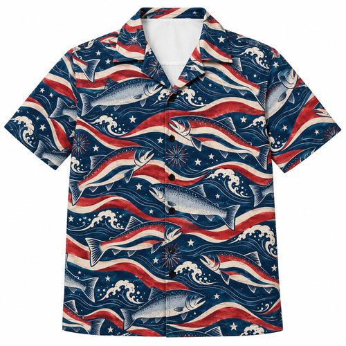 Coho Stars and Stripes Tide Hawaiian Shirt