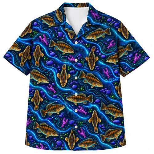 Neon Bronze Smallmouth Circuit Hawaiian Shirt
