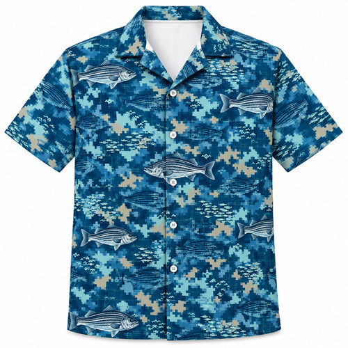 Digital Saltwater Striper Recon Hawaiian Shirt