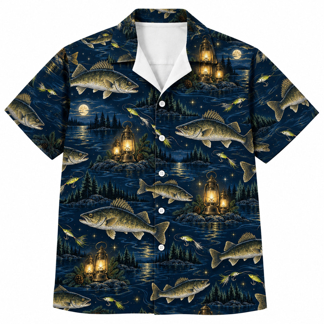 Lantern Wake Walleye Hawaiian Shirt