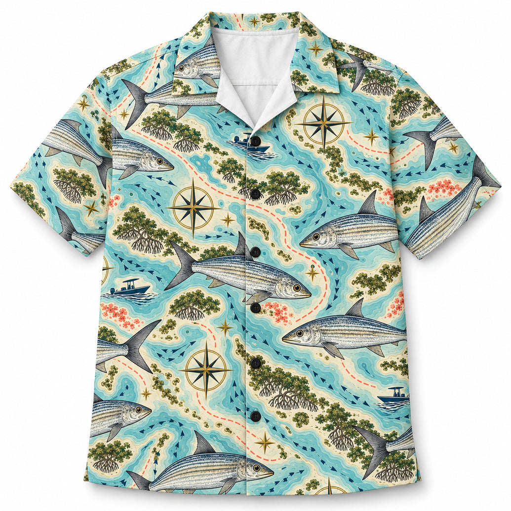 Bonefish Compass Flats Atlas Hawaiian Shirt