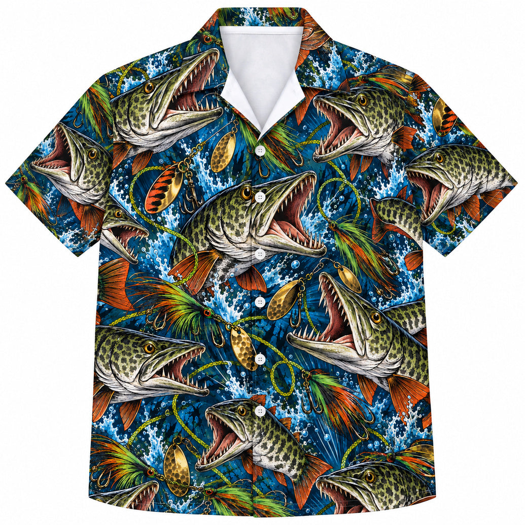 Musky Jaw Bucktail Riot Hawaiian Shirt