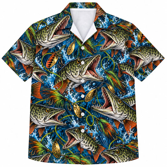 Musky Jaw Bucktail Riot Hawaiian Shirt
