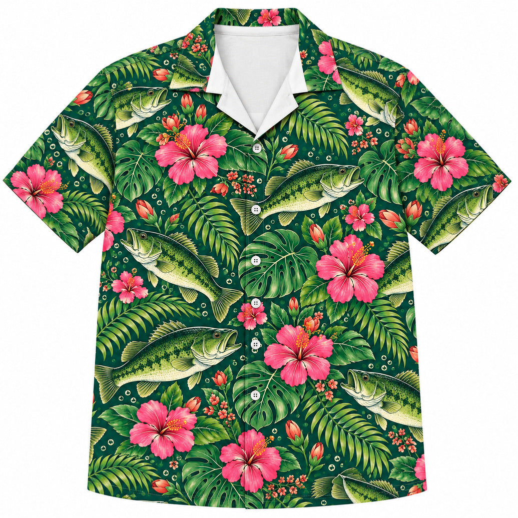 Hibiscus Bass Canopy Hawaiian Shirt
