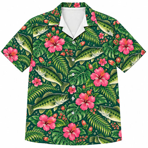 Hibiscus Bass Canopy Hawaiian Shirt