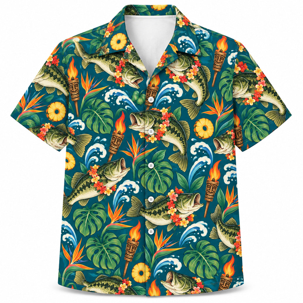 Tiki Bass Luau Hawaiian Shirt
