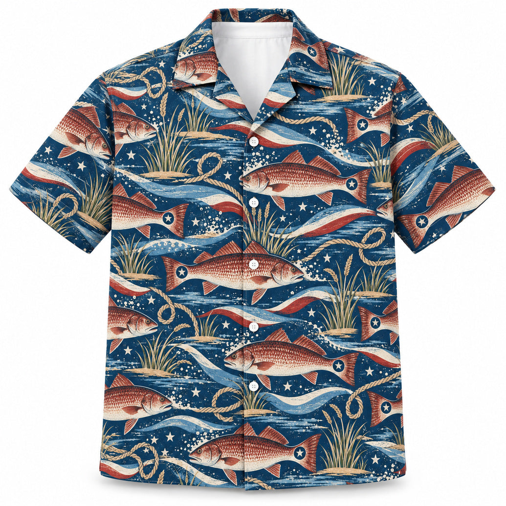 Star-Spotted Red Drum Tide Hawaiian Shirt