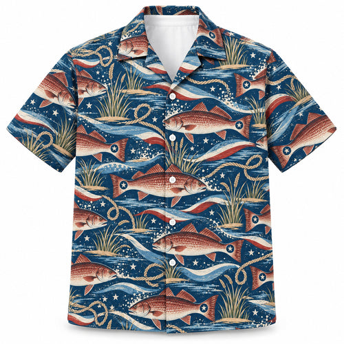 Star-Spotted Red Drum Tide Hawaiian Shirt