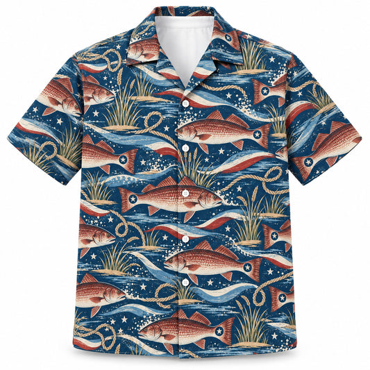 Star-Spotted Red Drum Tide Hawaiian Shirt