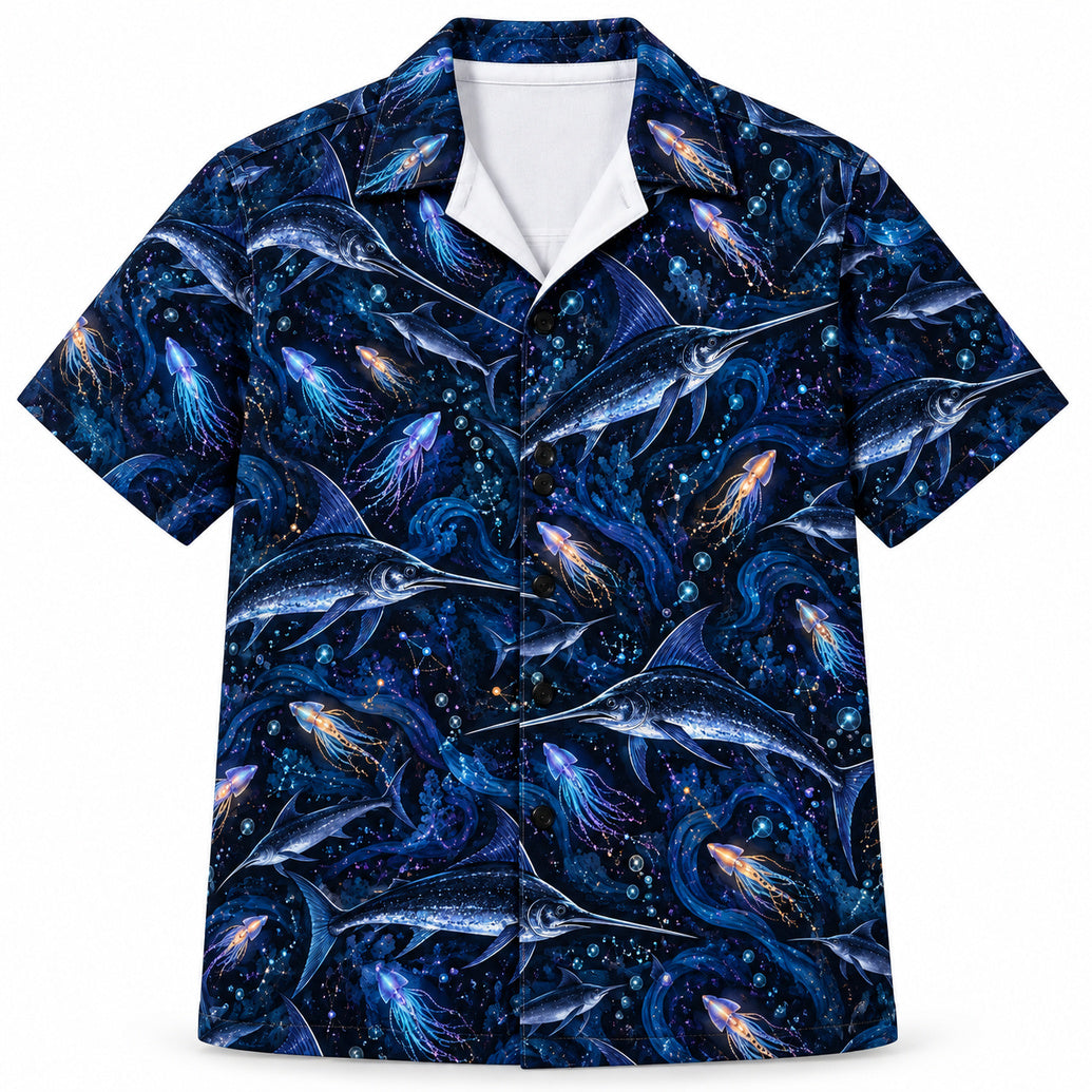 Midnight Swordlight Drift Hawaiian Shirt