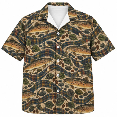 Tartan Tributary Brown Trout Hawaiian Shirt
